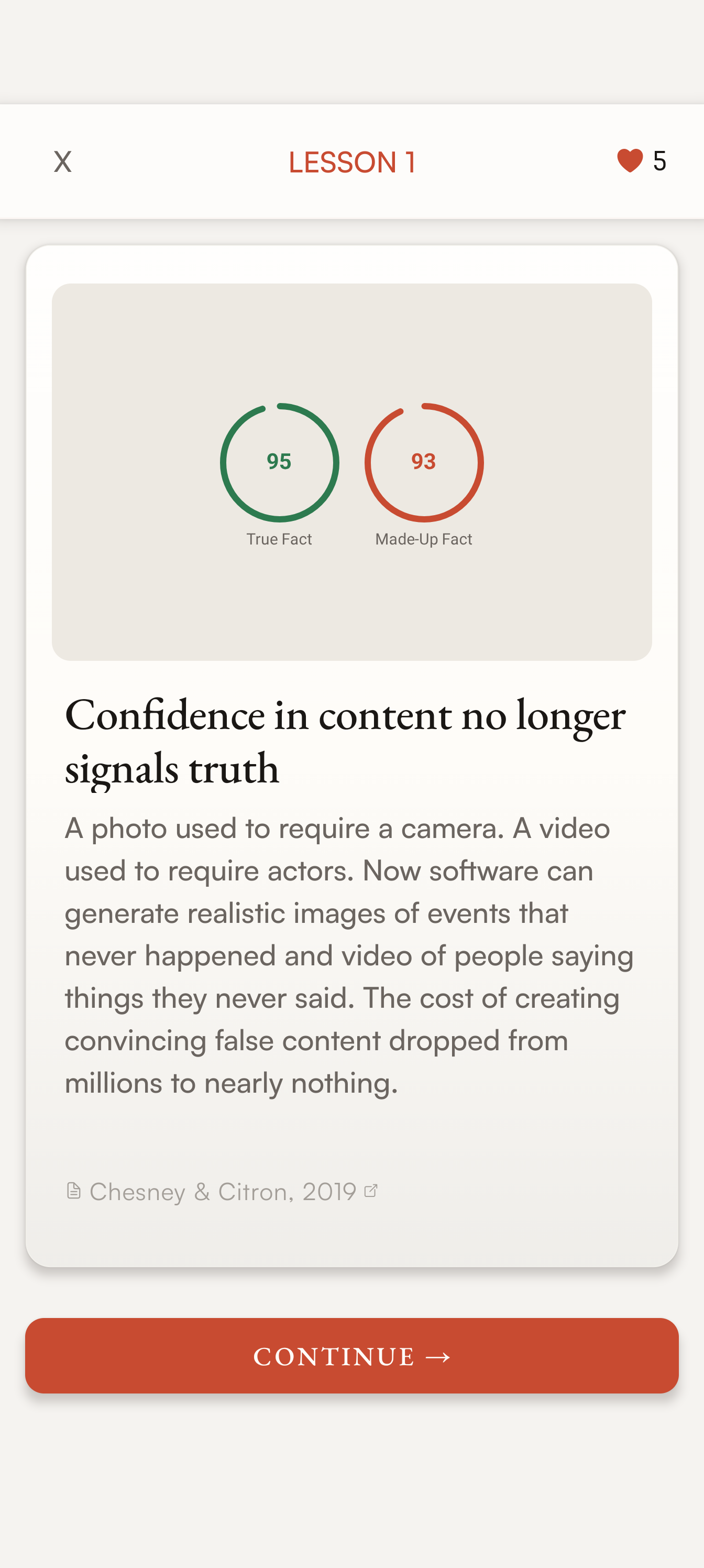 ModelMind lesson screen showing an AI and society concept card